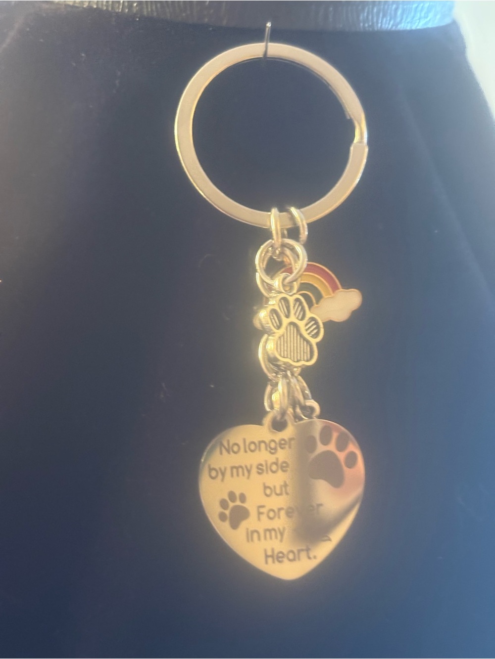 Gold Pet Memorial Keychain/purse bling - Heart Paw Design